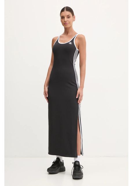 Adidas originals rochie 3s tank dress culoarea negru midi mulat jd4619