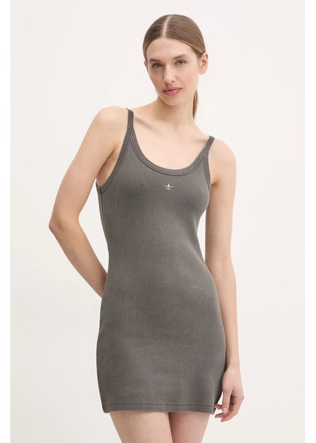 Adidas originals rochie rib mini dress culoarea gri mini mulat jc7550