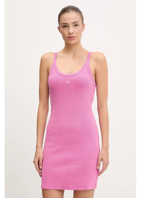 Adidas originals rochie rib mini dress culoarea roz mini mulat ji5750