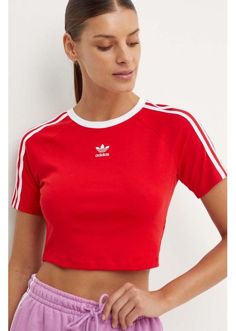 Adidas originals tricou 3 stripes baby tee femei culoarea ro u ip0665