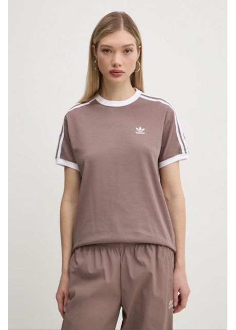 Adidas originals tricou 3 stripes femei culoarea maro jd4570