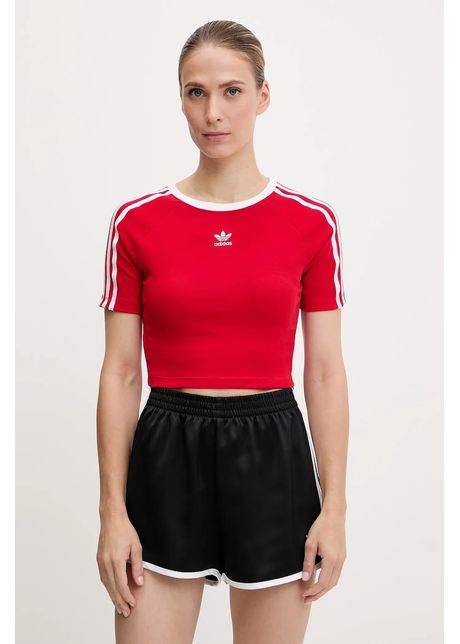Adidas originals tricou copii 3 stripes culoarea rosu jd0303
