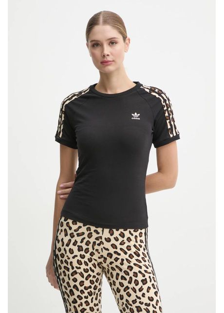 Adidas originals tricou leopard 3s tee femei culoarea negru iw8478