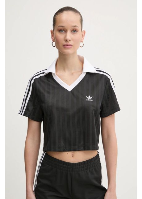 Adidas originals tricou v neck polo femei culoarea negru jd2606