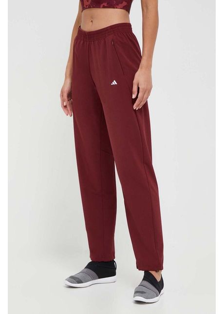 Adidas pantaloni de antrenament culoarea bordo neted