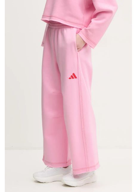 Adidas pantaloni de trening all szn graphic femei culoarea roz neted jj4533