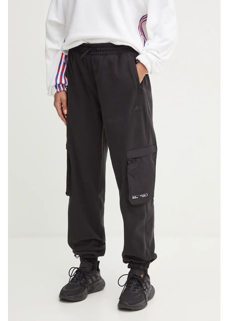 Adidas pantaloni de trening city escape culoarea negru neted iv7522