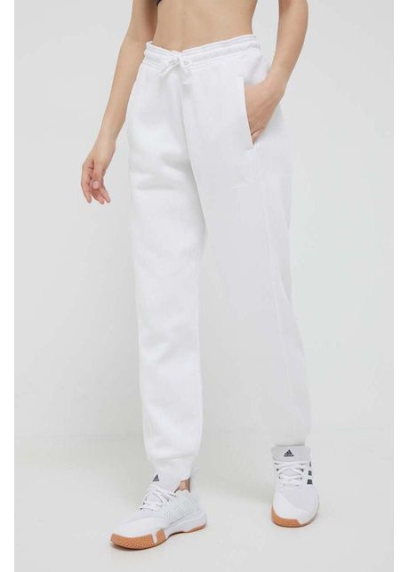 Adidas pantaloni de trening culoarea alb neted