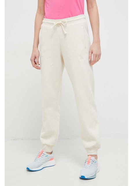 Adidas pantaloni de trening culoarea bej neted