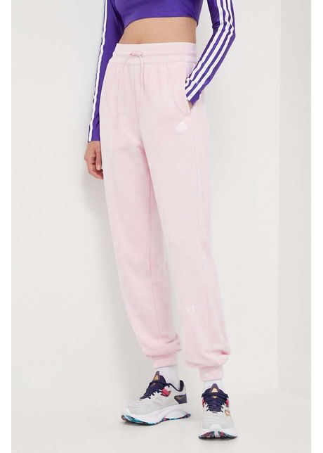 Adidas pantaloni de trening culoarea roz cu imprimeu is4297