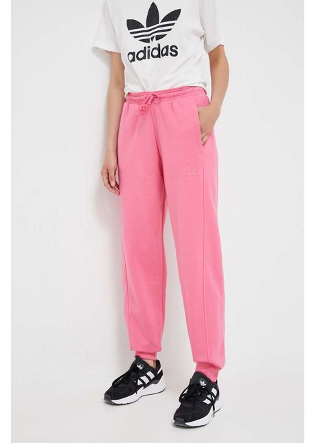 Adidas pantaloni de trening culoarea roz neted