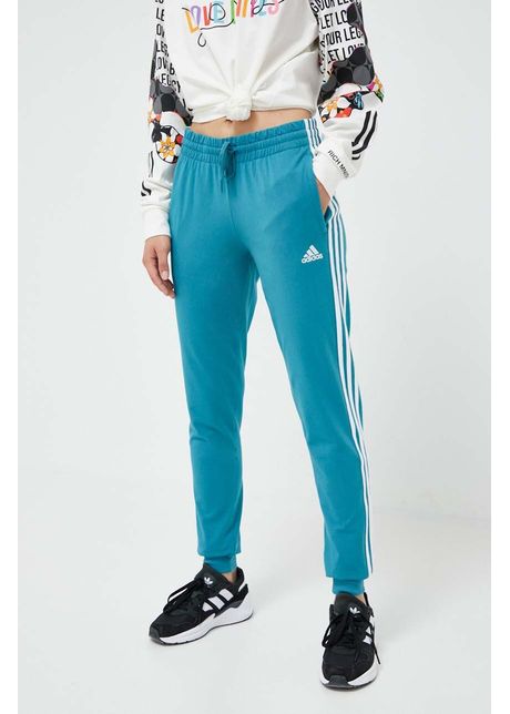 Adidas pantaloni de trening culoarea turcoaz cu imprimeu