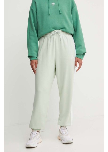 Adidas pantaloni de trening din bumbac essentials culoarea verde modelator iy4236