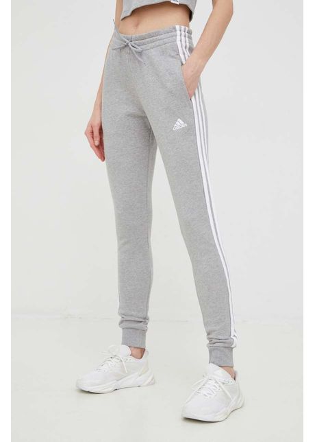 Adidas pantaloni de trening din bumbac femei culoarea gri cu imprimeu ic9922