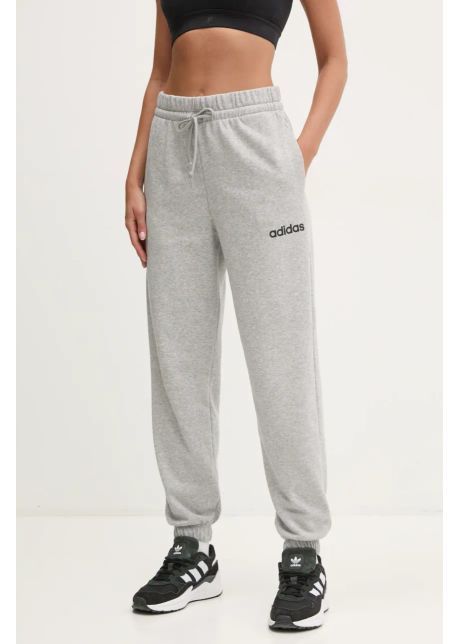 Adidas pantaloni de trening essentials linear femei culoarea gri neted jc5953