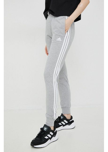 Adidas pantaloni de trening femei culoarea gri cu imprimeu hf2605