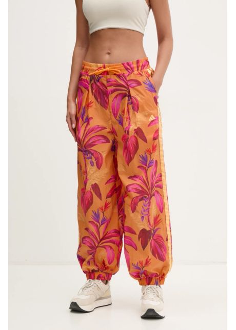 Adidas pantaloni de trening x farm rio femei culoarea portocaliu modelator jd6301