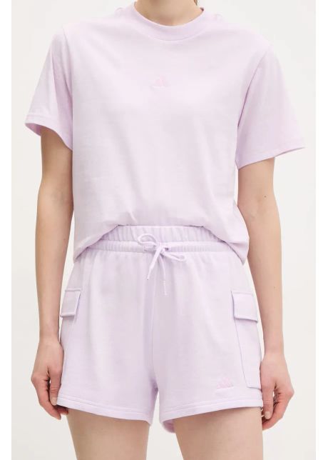Adidas pantaloni scur i copii essentials femei culoarea violet uni high waist jc5701