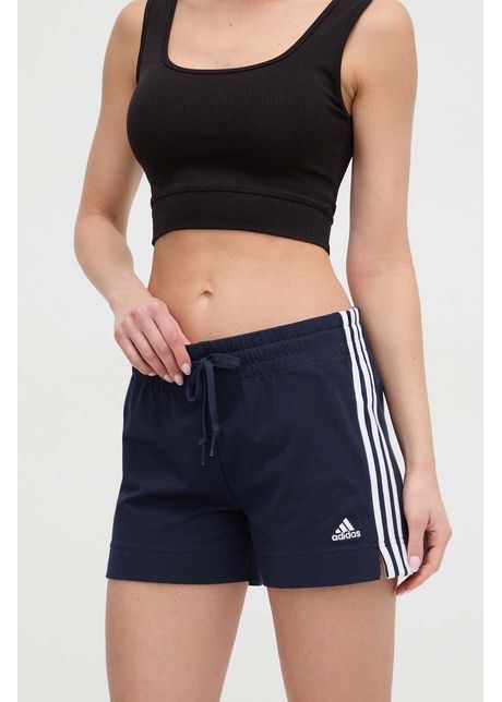 Adidas pantaloni scur i femei culoarea bleumarin cu imprimeu high waist hm9289