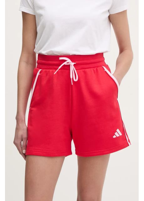 Adidas pantaloni scur i w cb color pop femei culoarea ro u cu imprimeu medium waist jg6216
