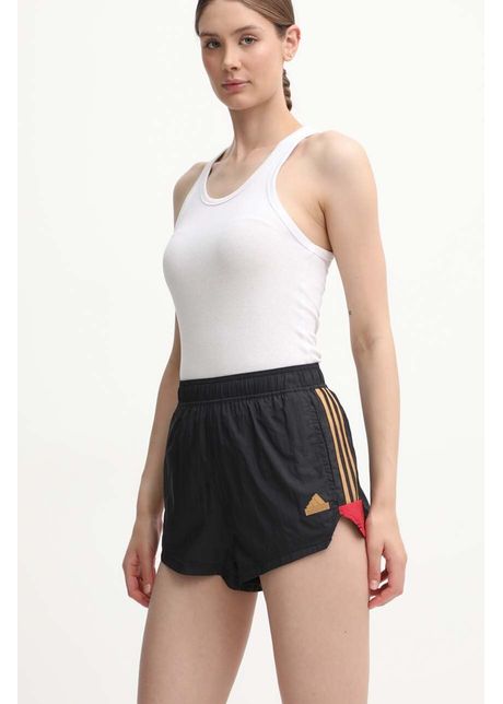 Adidas pantaloni scurti tiro femei culoarea negru cu imprimeu high waist iw6801