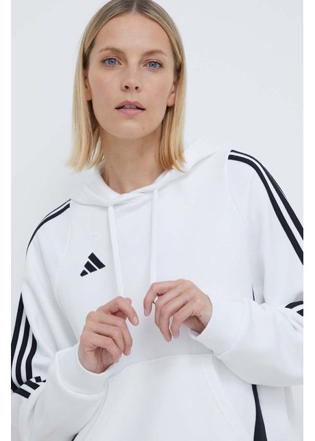 Adidas performance bluz trening tiro24 culoarea alb cu glug cu imprimeu ir7508
