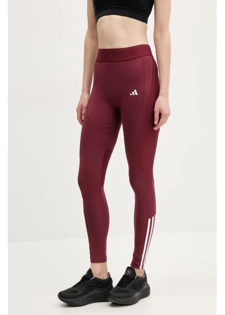 Adidas performance leggins de antrenament hyperglam culoarea bordo cu imprimeu je8821