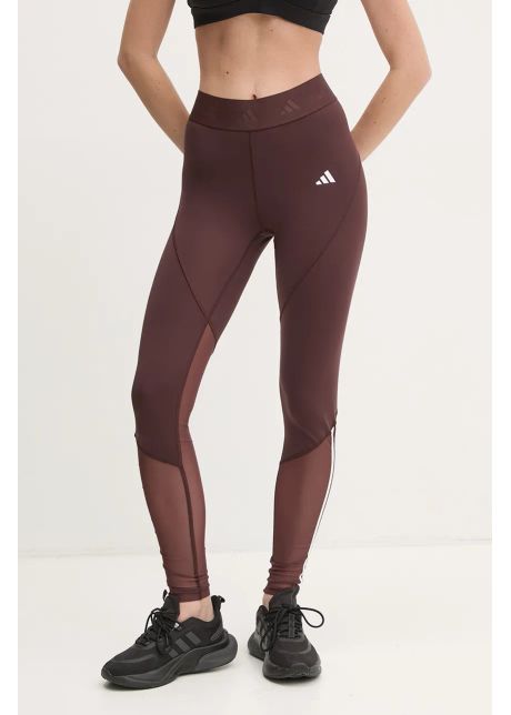 Adidas performance leggins de antrenament hyperglam culoarea maro cu imprimeu ix3237