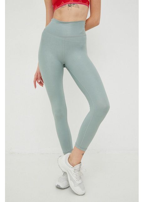 Adidas performance leggins de antrenament optime shine femei culoarea verde neted