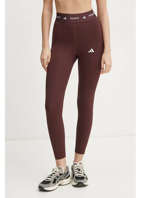 adidas Performance leggins de antrenament Techfit culoarea bordo, cu imprimeu, JI5550