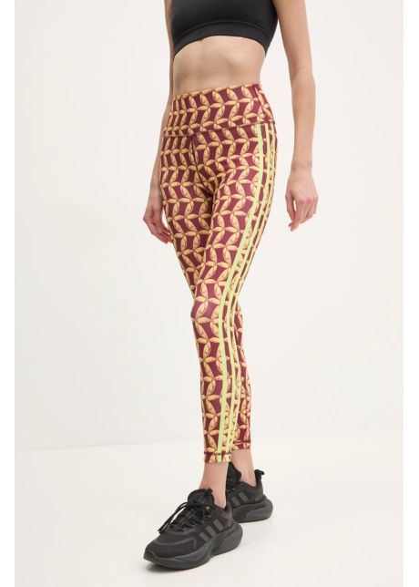 Adidas performance leggins de antrenament x farm rio culoarea bordo cu imprimeu jd6310