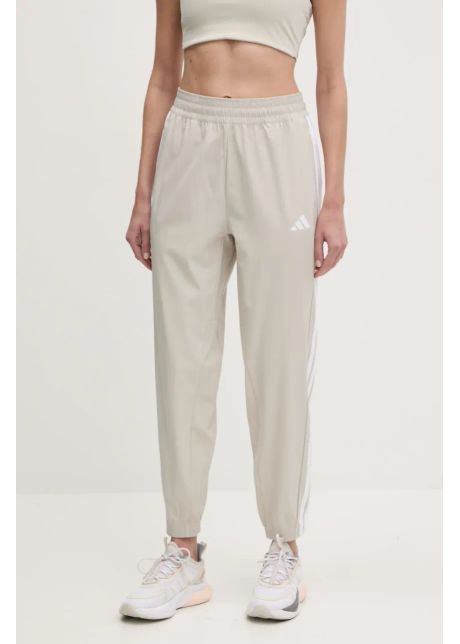 Adidas performance pantaloni de antrenament 3 stripes culoarea bej cu imprimeu jd6522
