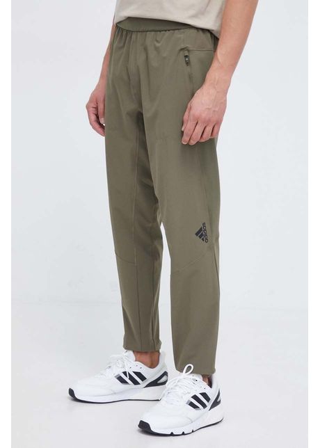 Adidas performance pantaloni de antrenament designed for training culoarea verde neted