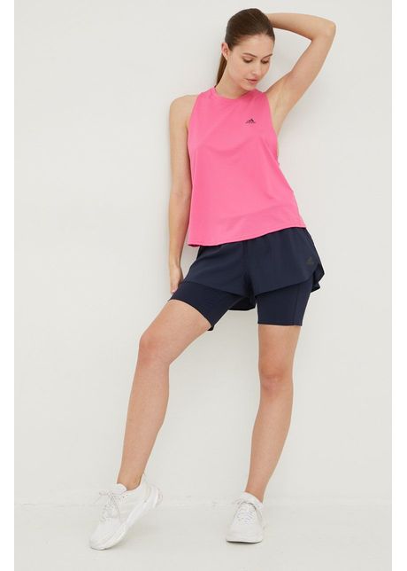 Adidas performance pantaloni scur i de alergare run icons femei culoarea albastru marin neted medium waist