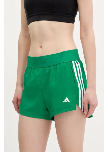 Adidas performance pantaloni scur i de antrenament hyperglam culoarea verde cu imprimeu high waist jc7393