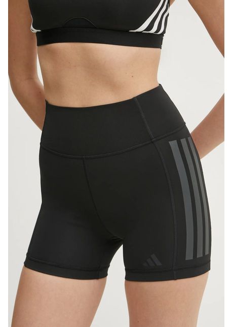 Adidas performance pantaloni scur i de antrenament optime culoarea negru cu imprimeu high waist jg6144