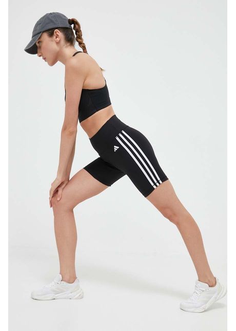 Adidas performance pantaloni scur i de antrenament training essentials femei culoarea negru cu imprimeu high waist