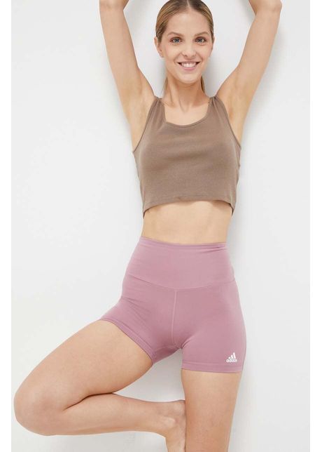 Adidas performance pantaloni scur i de yoga essentials culoarea roz neted high waist