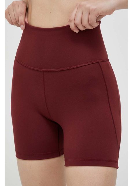 Adidas performance pantaloni scur i de yoga studio culoarea bordo neted medium waist