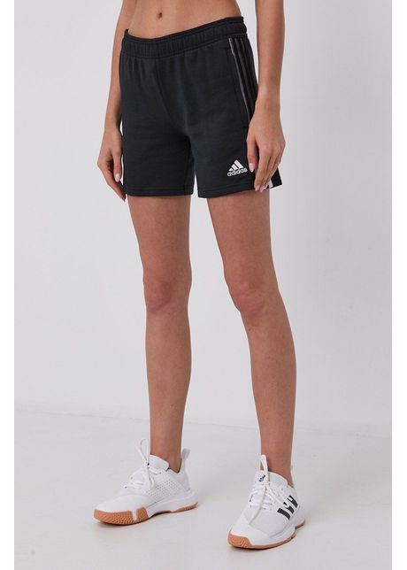 Adidas performance pantaloni scur i gm7330 femei culoarea negru material neted medium waist
