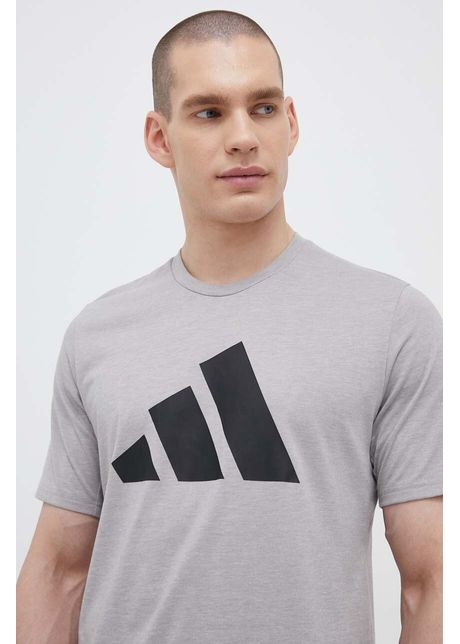 Adidas performance tricou de antrenament train essentials feelready logo culoarea gri cu imprimeu ib8276