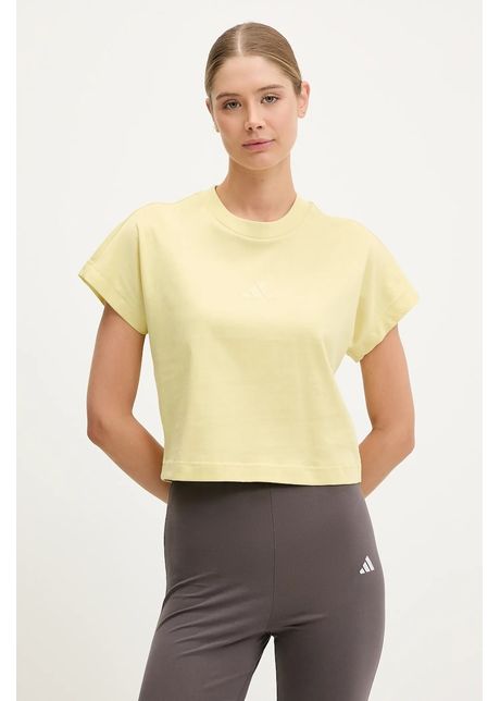 Adidas tricou din bumbac all szn culoarea galben jj1239