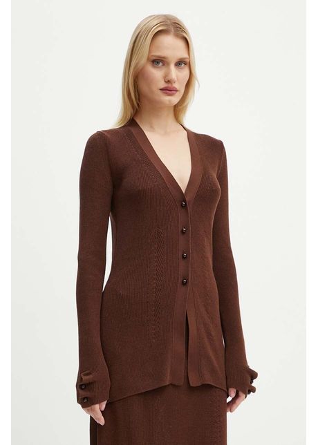 Aeron cardigan din bumbac culoarea maro light pfpu256515