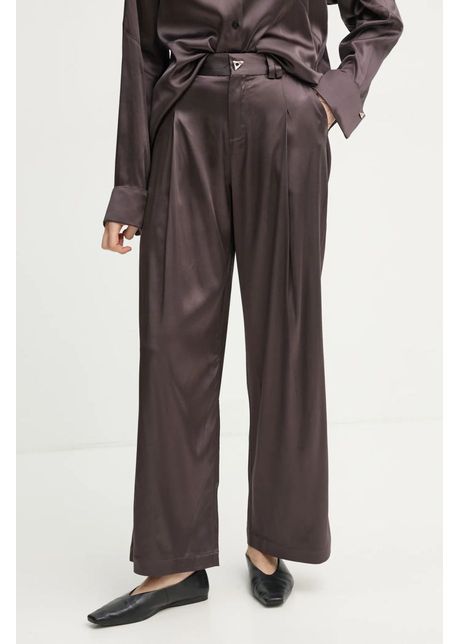 Aeron pantaloni wellen femei culoarea maro lat high waist pa249558
