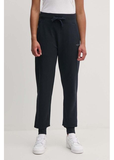 Aeronautica militare pantaloni de trening din bumbac culoarea albastru marin neted pf945df511
