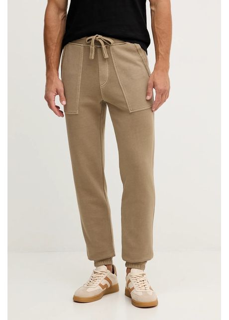Aeronautica Militare pantaloni de trening din bumbac culoarea bej, uni, PF1003UF00665