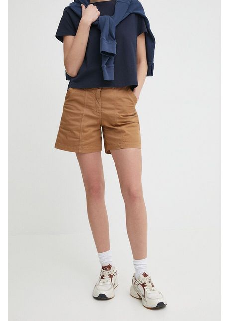 Aeronautica militare pantaloni scurti femei culoarea maro neted high waist be222dct3276