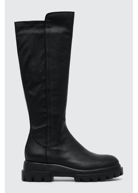 Agl ghete de piele malika femei culoarea negru cu toc plat d756564pgka1121049