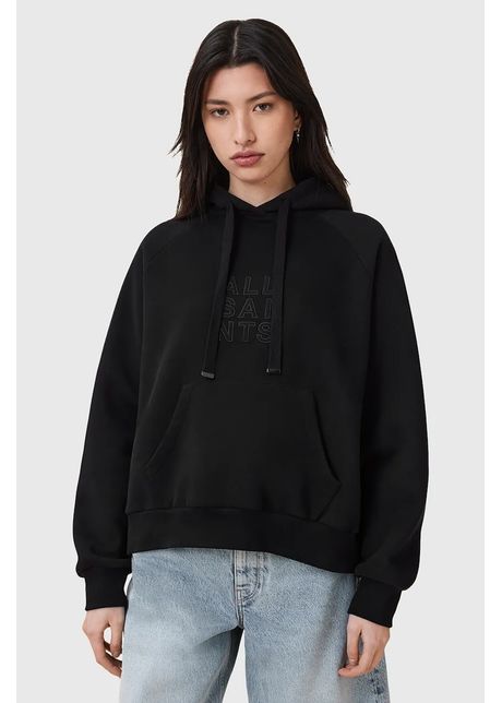 Allsaints bluz stacks culoarea negru cu glug cu imprimeu w131jc