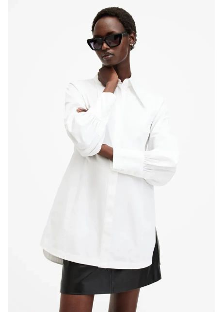 Allsaints camasa din bumbac moira femei culoarea alb cu guler clasic regular w083pb